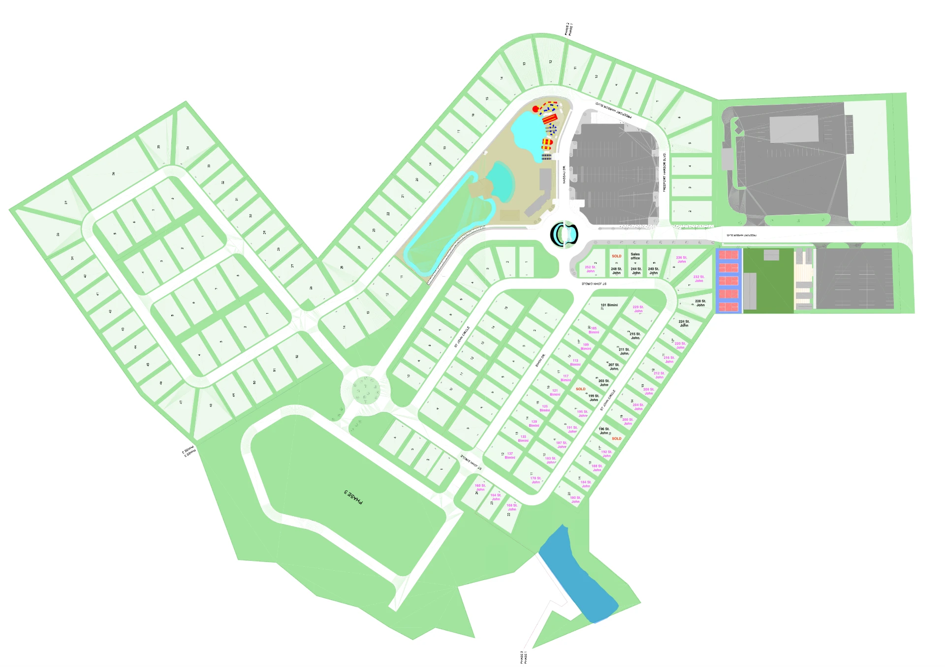 Spoonbill site map of homesites in Port Aransas, Texas