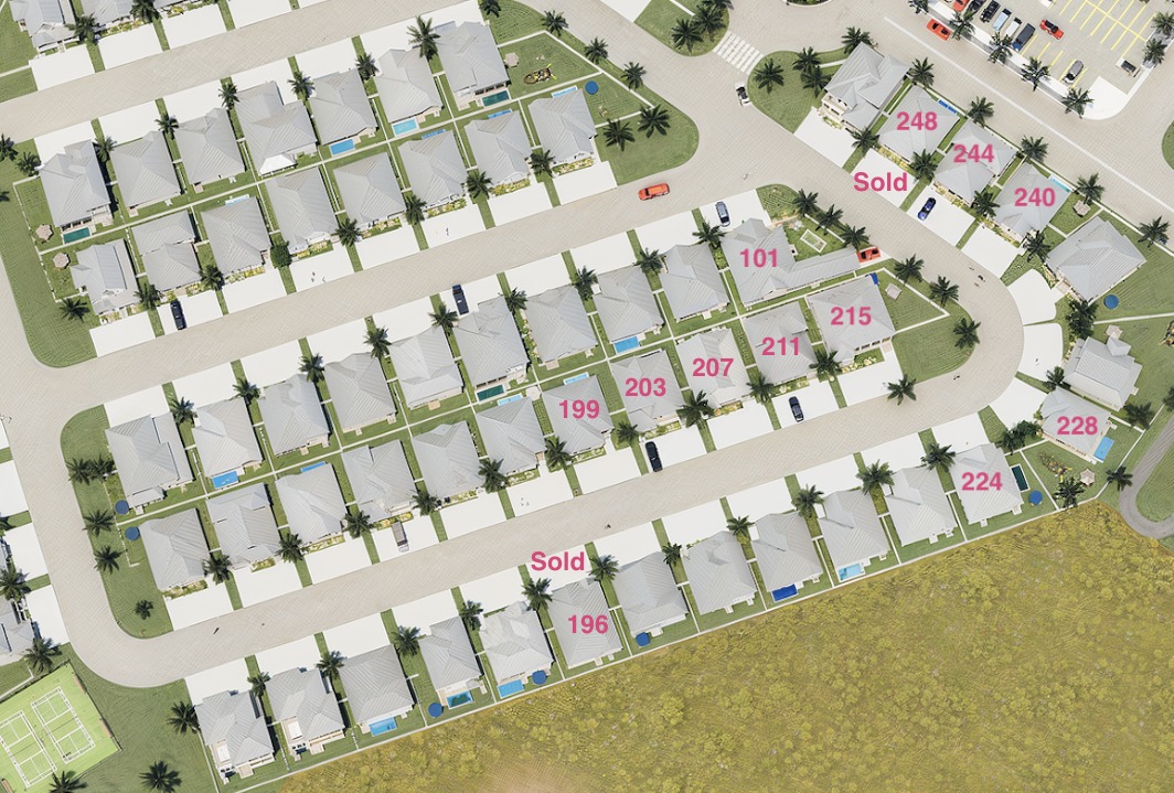 Aerial sales map of Spoonbill Bay homesites in Port Aransas